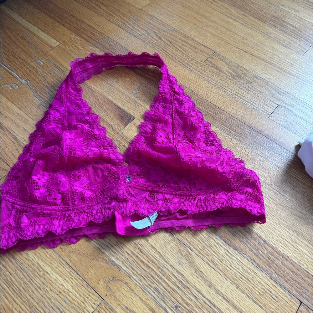 Free People Lace Bralette in Vibrant Pink
